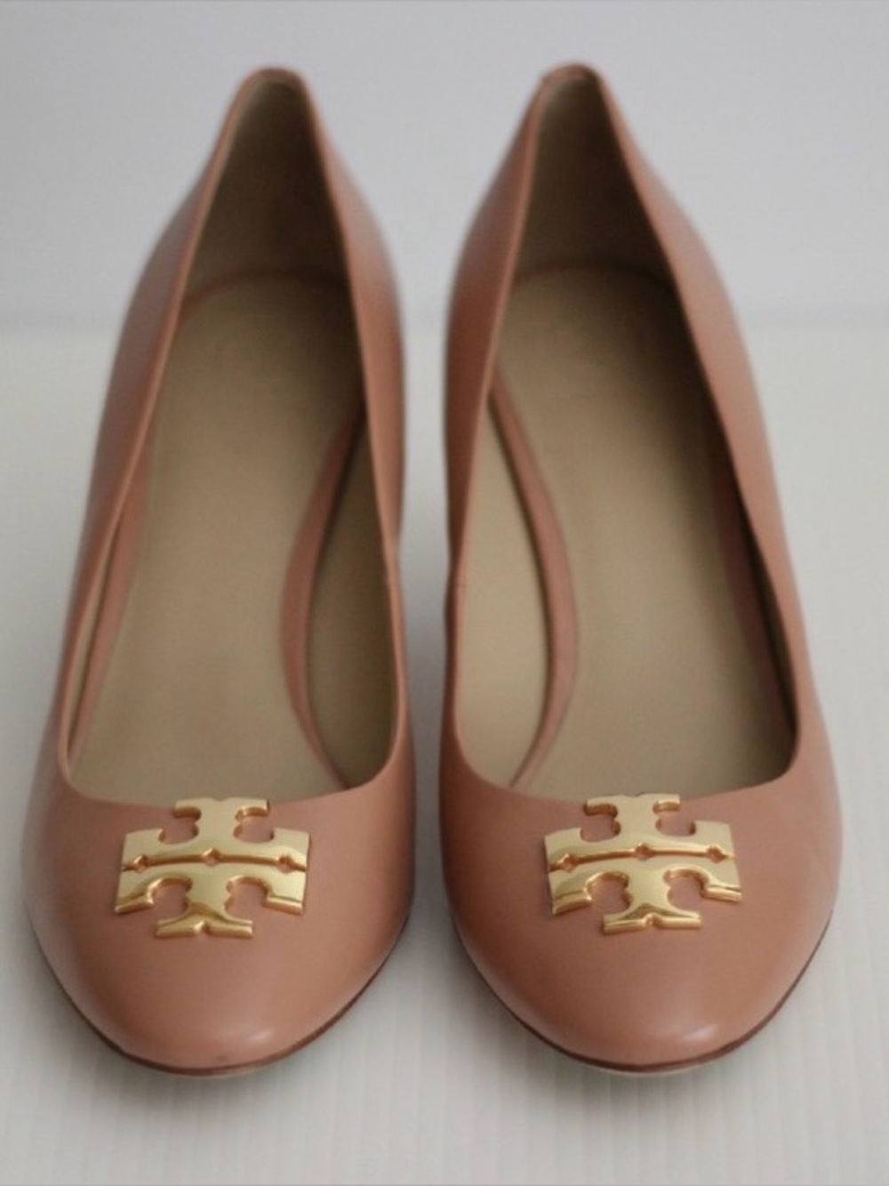 Tory Burch Blush Leather Logo Ballet Heels